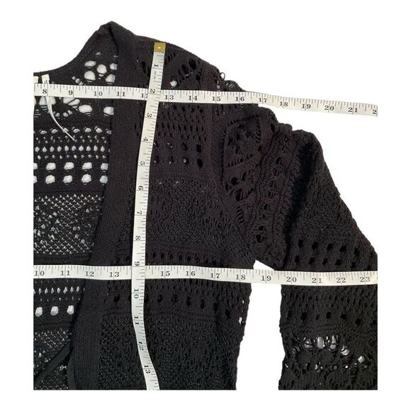 ANTHROPOLOGIE Women’s Pointelle Duster Cardigan Sweater  Black Size XS - Picture 10 of 14